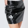 ENDLESS ROSE Skirts | Tops*- Patent Side Ruched Pu Skirt BLACK