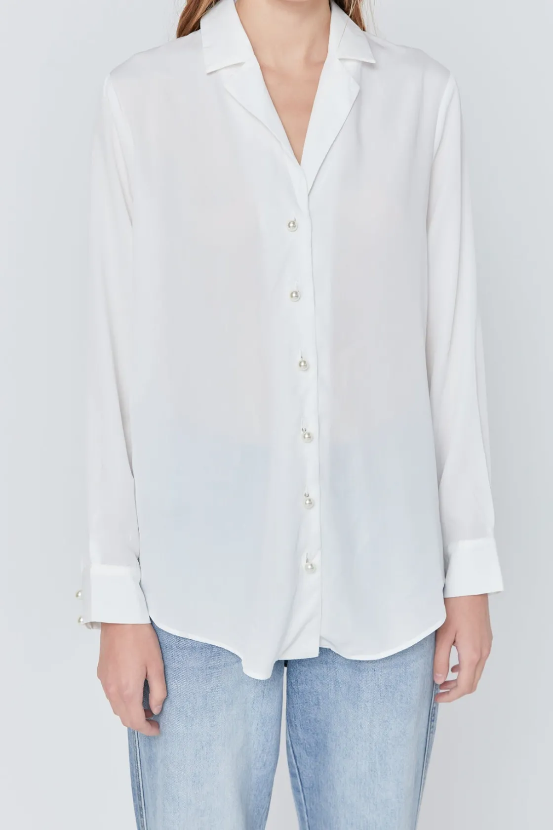 endless_rose__pearl_butto_0.webp ENDLESS ROSE Shirts & Blouses | Tops*- Pearl Button Collared Shirt