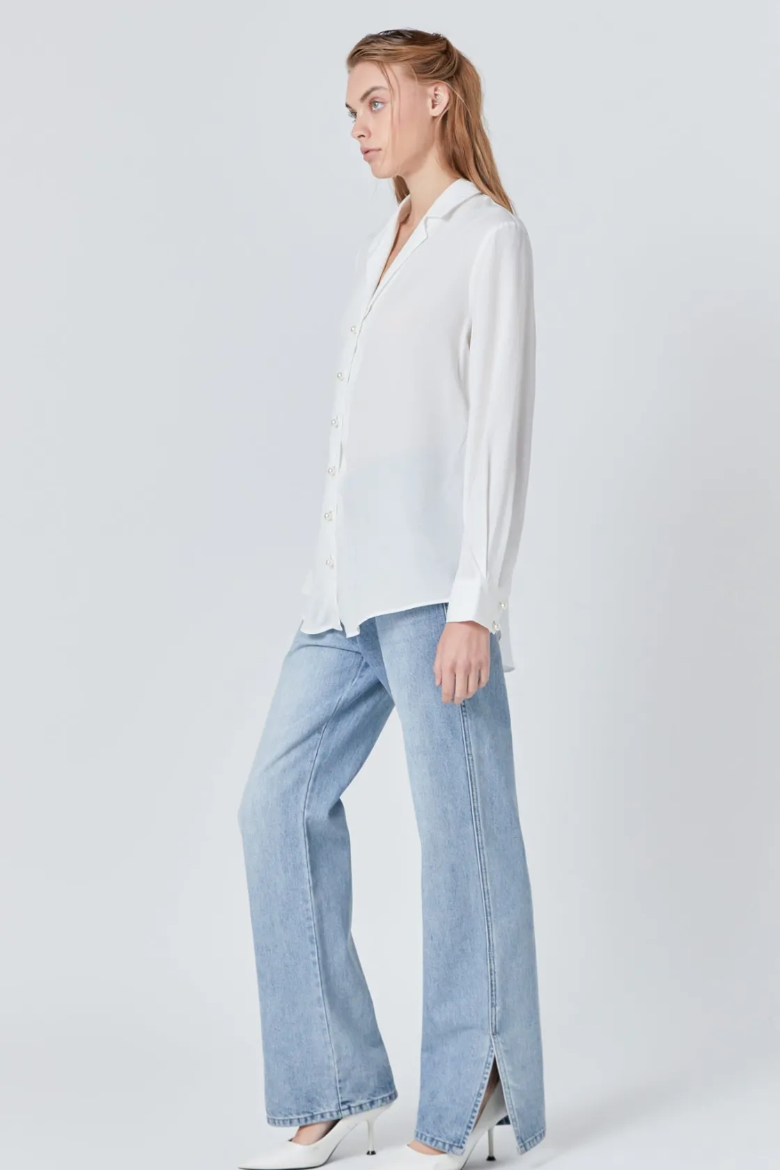 endless_rose__pearl_butto_2.webp ENDLESS ROSE Shirts & Blouses | Tops*- Pearl Button Collared Shirt