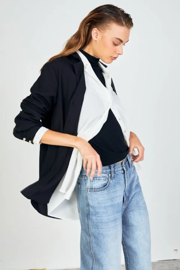 ENDLESS ROSE Shirts & Blouses | Tops*- Pearl Button Collared Shirt