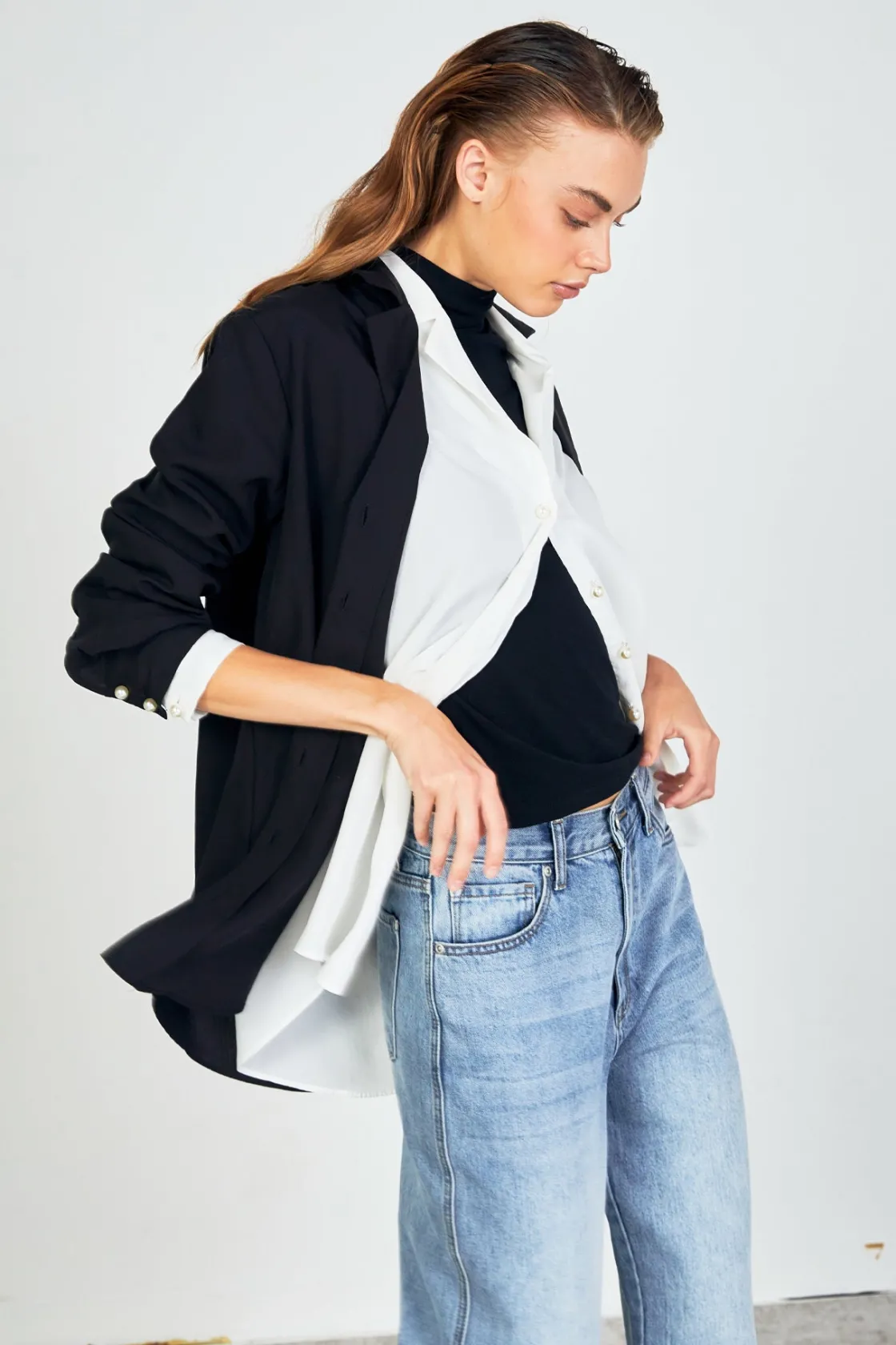 endless_rose__pearl_butto_4.webp ENDLESS ROSE Shirts & Blouses | Tops*- Pearl Button Collared Shirt