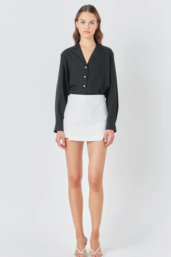ENDLESS ROSE Shirts & Blouses | Tops*- Pearl Button Collared Shirt