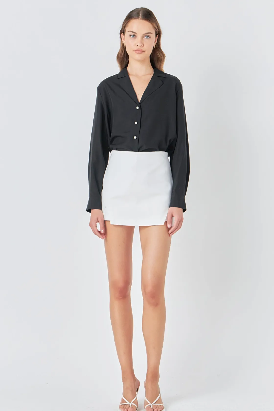 endless_rose__pearl_butto_5.webp ENDLESS ROSE Shirts & Blouses | Tops*- Pearl Button Collared Shirt