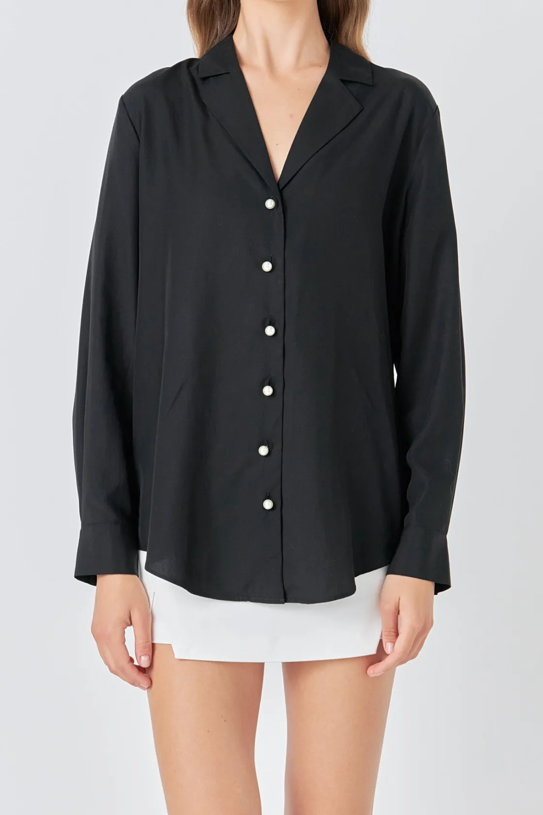 endless_rose__pearl_butto_6.webp ENDLESS ROSE Shirts & Blouses | Tops*- Pearl Button Collared Shirt