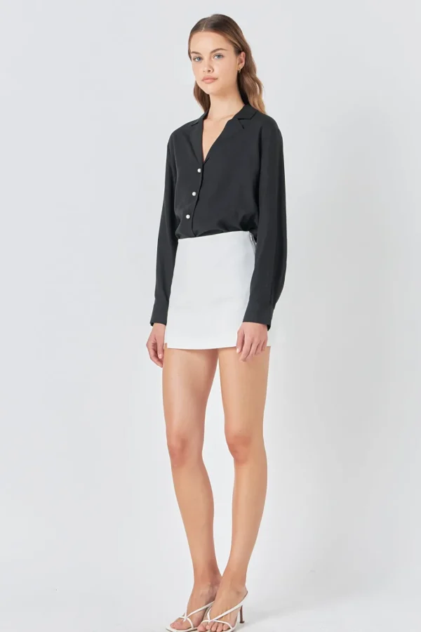 ENDLESS ROSE Shirts & Blouses | Tops*- Pearl Button Collared Shirt