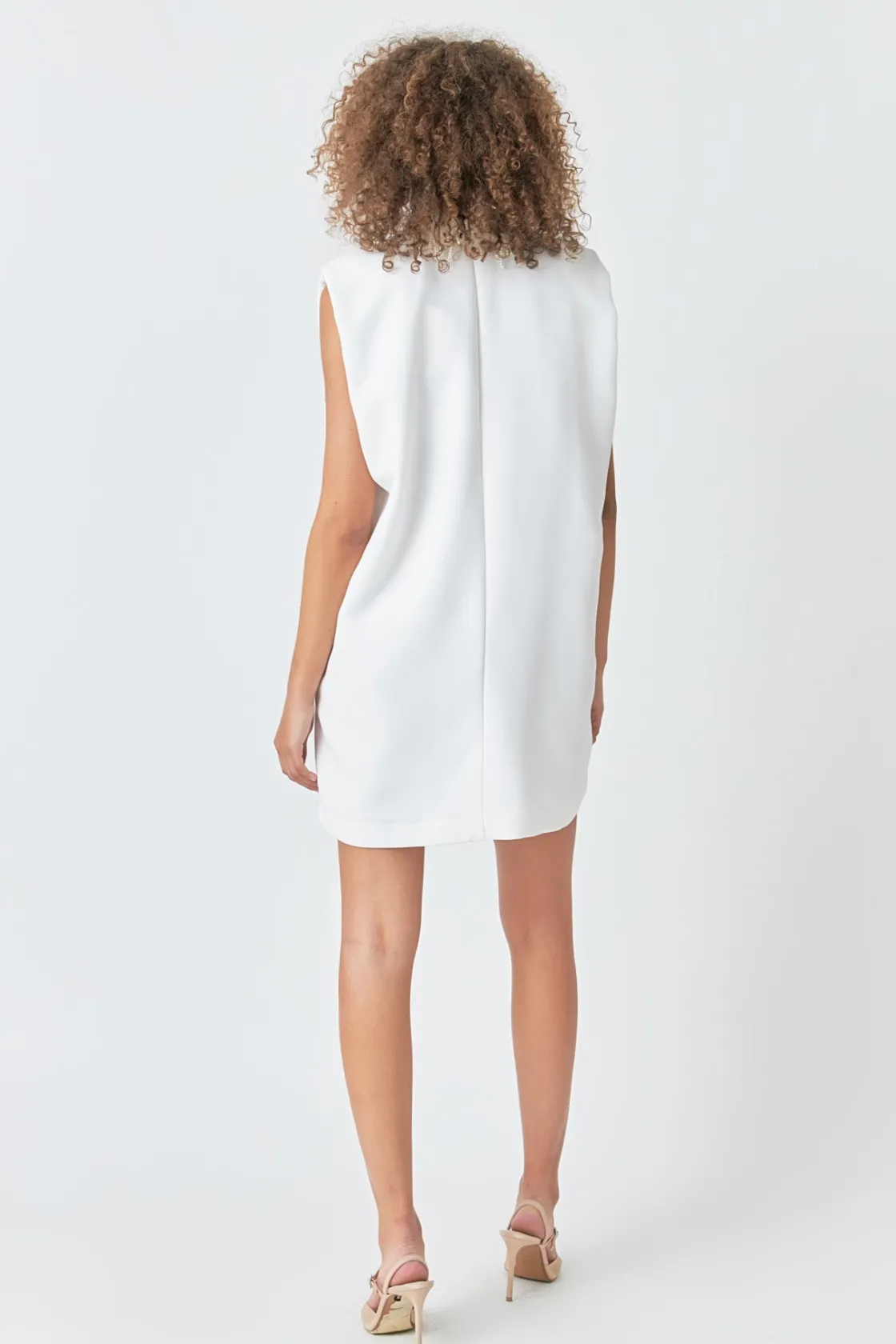endless_rose__pearl_colla_2.webp ENDLESS ROSE White Dresses | Tops*- Pearl Collar Sleeveless Mini Dress WHITE