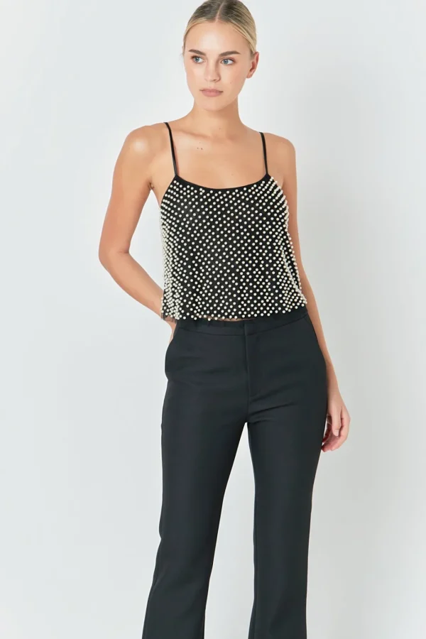 ENDLESS ROSE Tops*- Pearl Embellished Cami Top