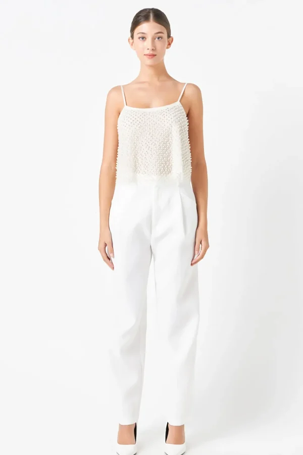 ENDLESS ROSE Tops*- Pearl Embellished Cami Top