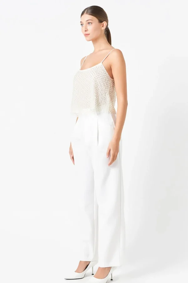 ENDLESS ROSE Tops*- Pearl Embellished Cami Top