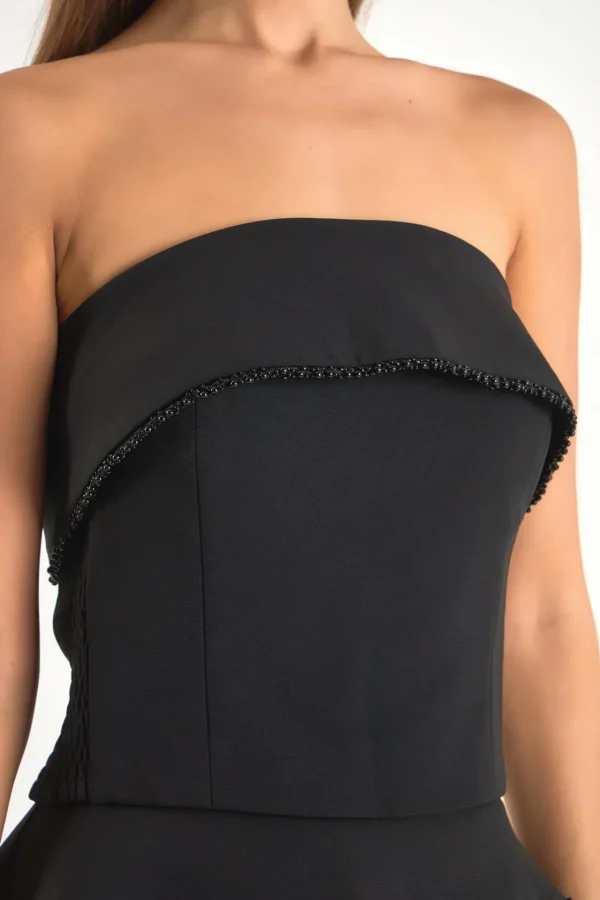 ENDLESS ROSE Tops*- Pearl Trim Top BLACK