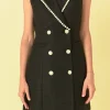 ENDLESS ROSE Tweed Dresses | Tops*- Pearl Trim Sleeveless Dress BLACK