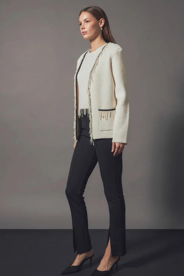 ENDLESS ROSE Jackets & Coats | Tops*- Pearl Trim Knit Cardigan CREAM