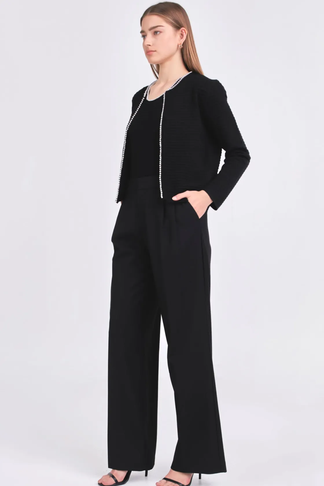 endless_rose__pearl_trim__12-1.webp ENDLESS ROSE Matching Sets | Jackets & Coats*- Pearl Trim Knit Cardigan
