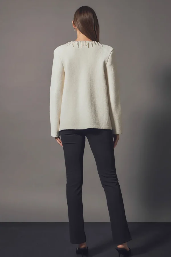 ENDLESS ROSE Jackets & Coats | Tops*- Pearl Trim Knit Cardigan CREAM