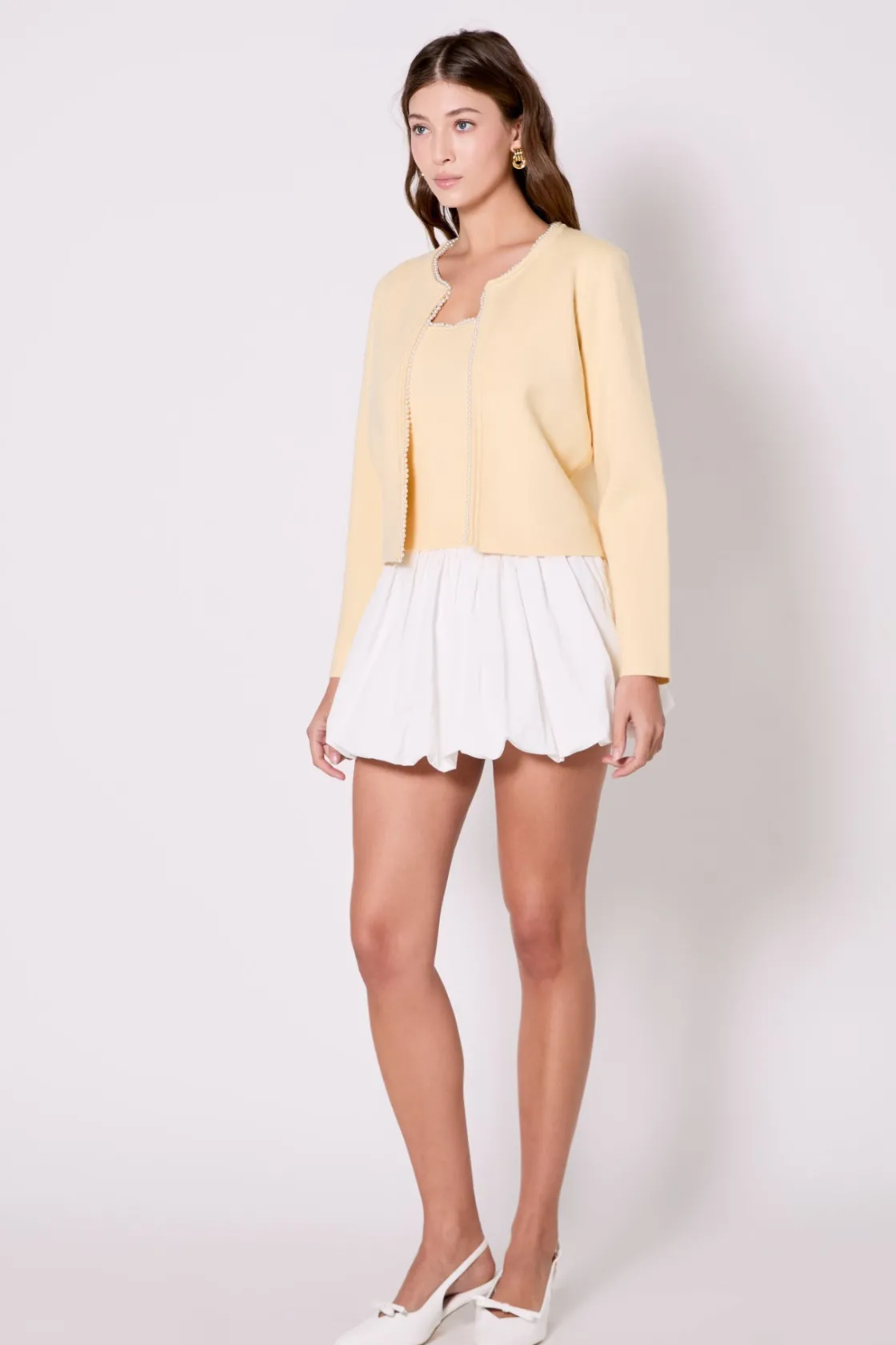 endless_rose__pearl_trim__2-6.webp ENDLESS ROSE Matching Sets | Jackets & Coats*- Pearl Trim Knit Cardigan