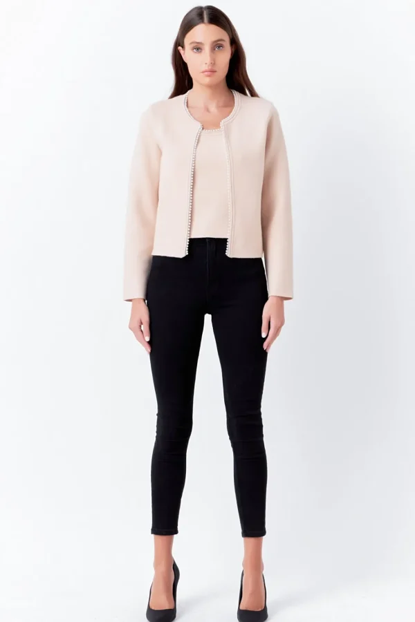ENDLESS ROSE Matching Sets | Jackets & Coats*- Pearl Trim Knit Cardigan