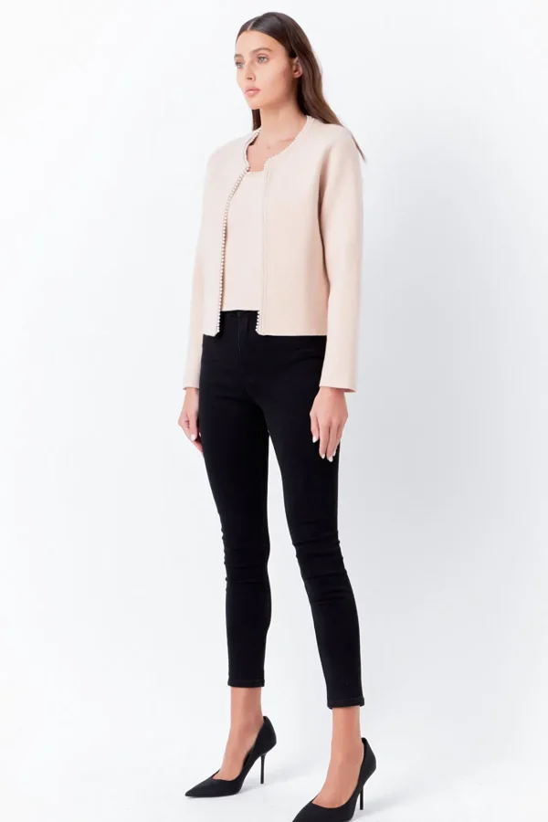 ENDLESS ROSE Matching Sets | Jackets & Coats*- Pearl Trim Knit Cardigan