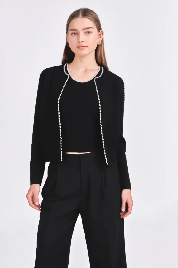 ENDLESS ROSE Matching Sets | Jackets & Coats*- Pearl Trim Knit Cardigan