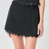 ENDLESS ROSE Matching Sets | Skirts*- Peekaboo Lace Pleated Skort JETBLACK