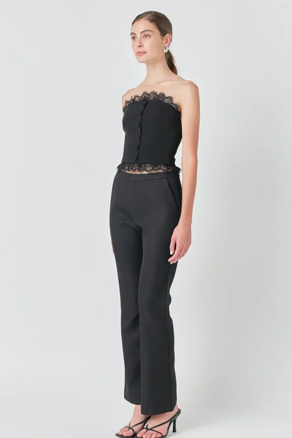 ENDLESS ROSE Matching Sets | Tops*- Peekaboo Laced Corset Top JETBLACK