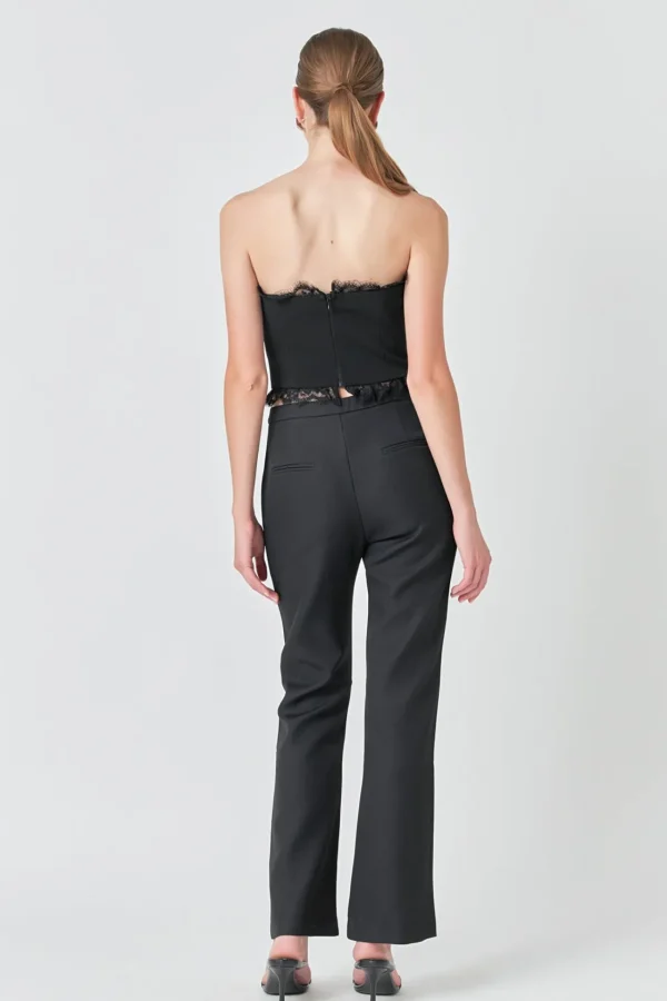 ENDLESS ROSE Matching Sets | Tops*- Peekaboo Laced Corset Top JETBLACK
