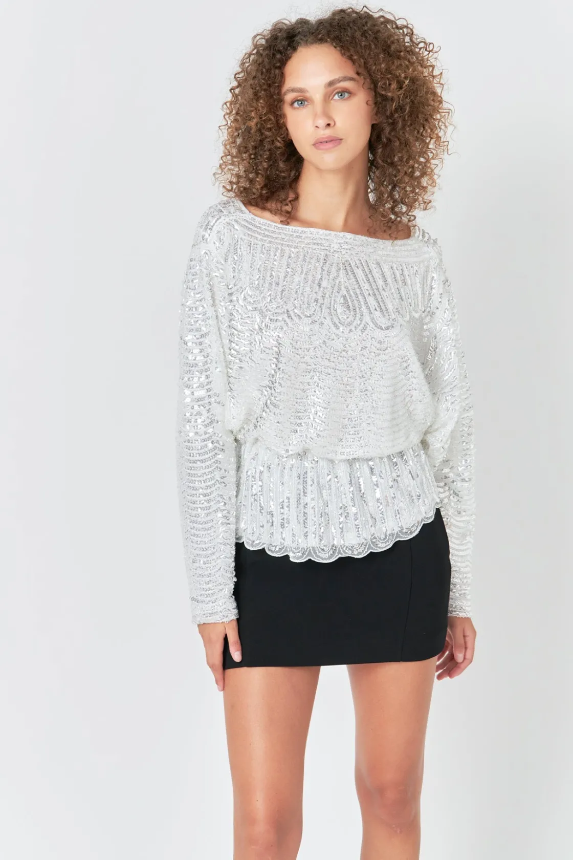 endless_rose__peplum_sequ_3.webp ENDLESS ROSE Tops*- Peplum Sequins Top SILVER