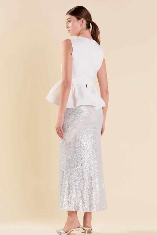 ENDLESS ROSE Tops*- Peplum Top WHITE