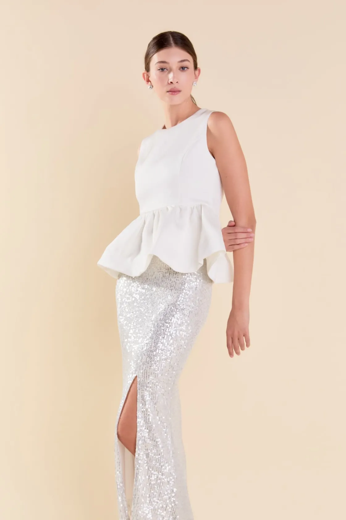 endless_rose__peplum_top_3.webp ENDLESS ROSE Tops*- Peplum Top WHITE