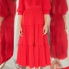 ENDLESS ROSE Tops*- Pin Tuck Dress RED