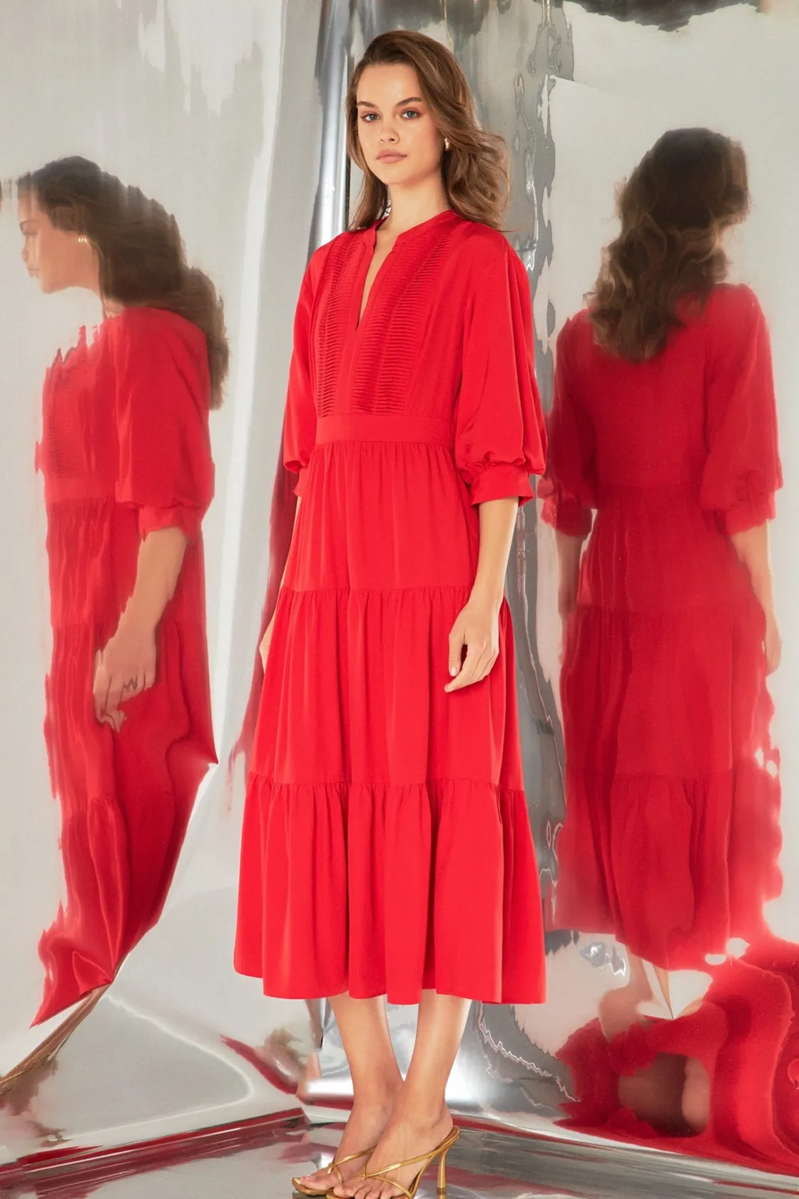 endless_rose__pin_tuck_dr_1.webp ENDLESS ROSE Tops*- Pin Tuck Dress RED