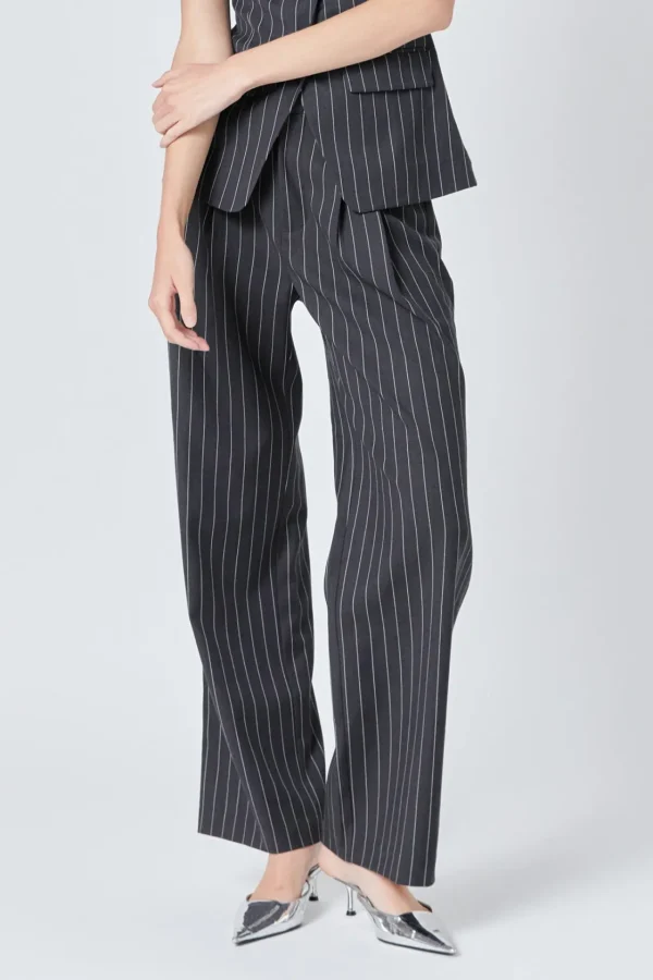 ENDLESS ROSE Matching Sets | Pants*- Pinstriped High Waisted Trouser CHARCOAL