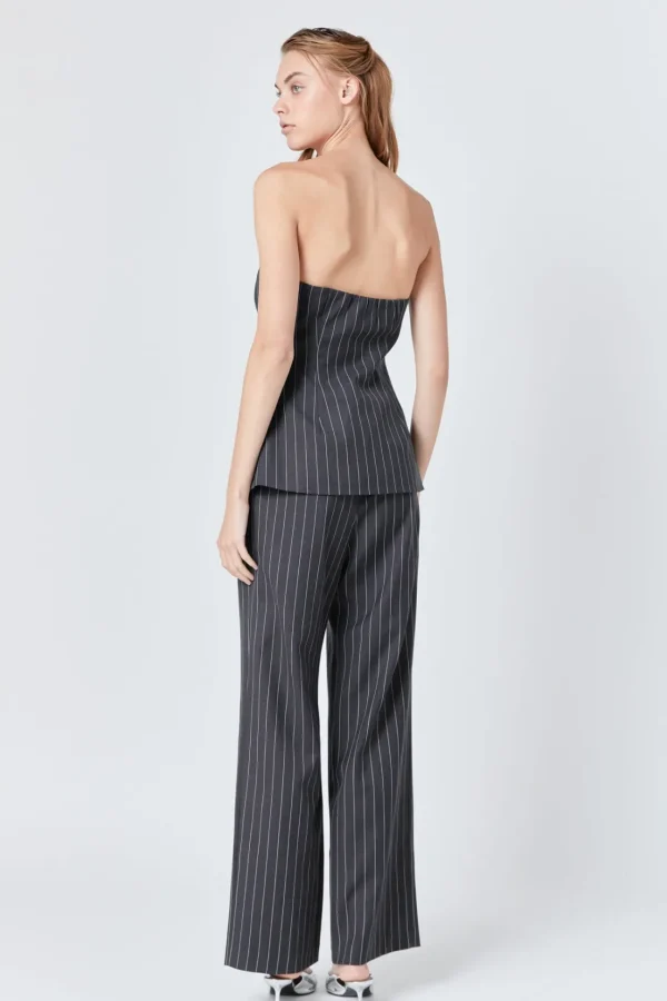 ENDLESS ROSE Matching Sets | Pants*- Pinstriped High Waisted Trouser CHARCOAL