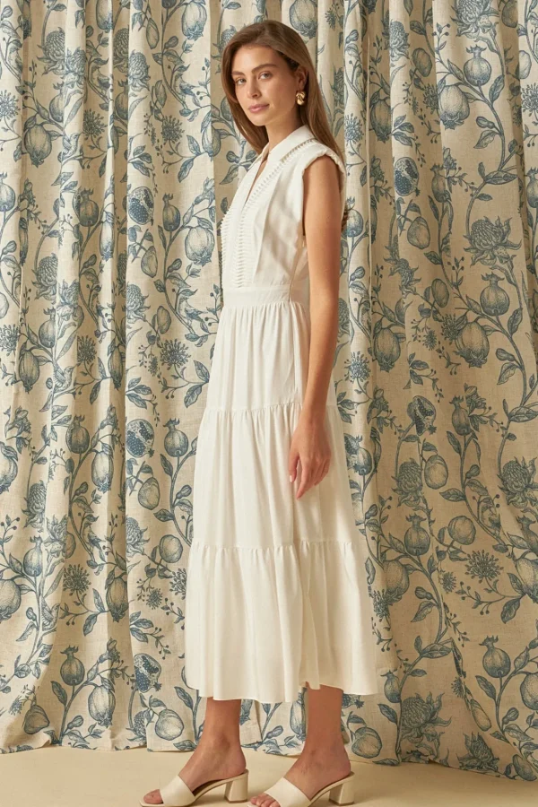 ENDLESS ROSE Tops*- Pintuck Details Sleeveless Midi Dress