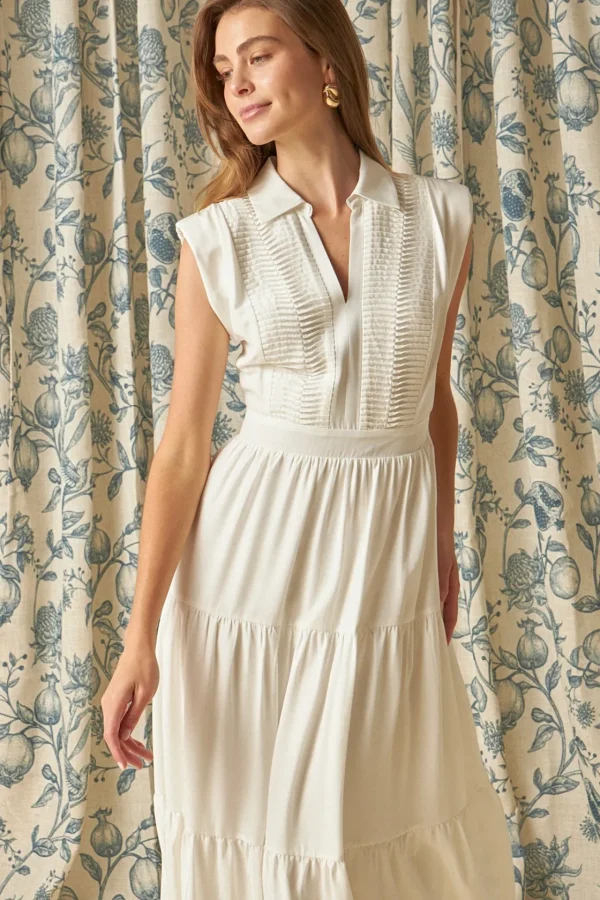 ENDLESS ROSE Tops*- Pintuck Details Sleeveless Midi Dress