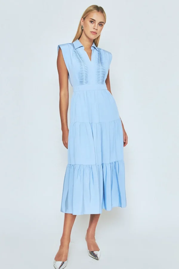 ENDLESS ROSE Tops*- Pintuck Details Sleeveless Midi Dress