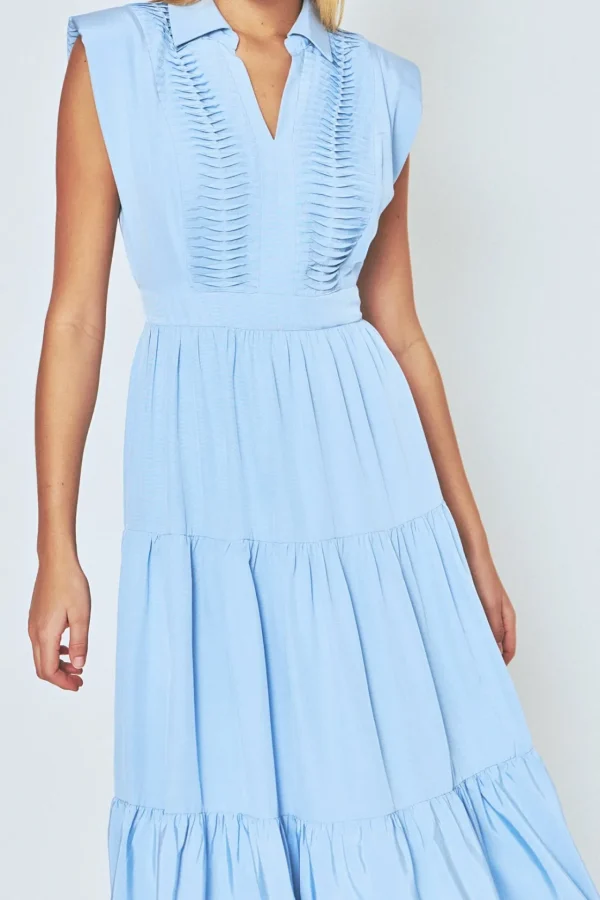ENDLESS ROSE Tops*- Pintuck Details Sleeveless Midi Dress
