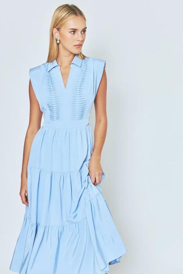 ENDLESS ROSE Tops*- Pintuck Details Sleeveless Midi Dress