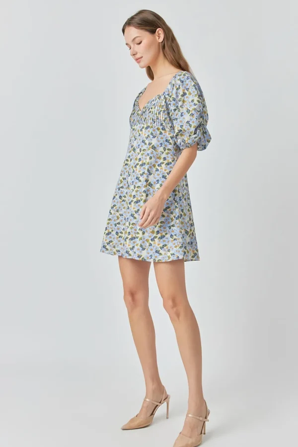 ENDLESS ROSE Tops*- Pintuck Mini Dress BLUEMULTI