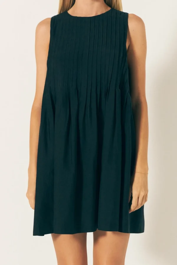 ENDLESS ROSE Tops*- Pintuck Voluminous Mini Dress BLACK
