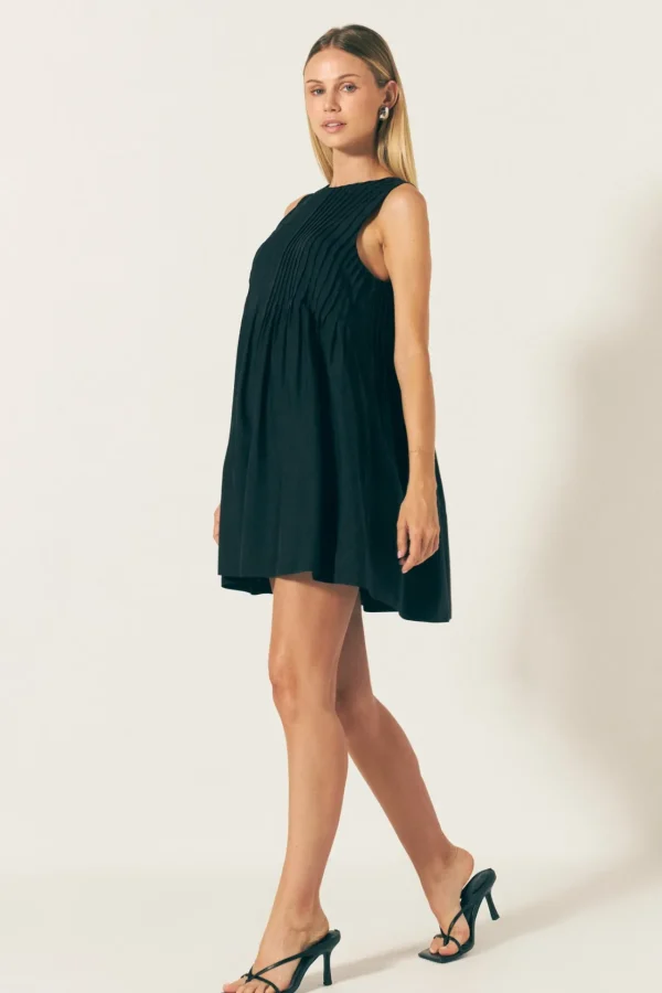 ENDLESS ROSE Tops*- Pintuck Voluminous Mini Dress BLACK