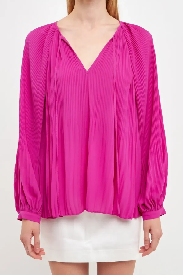 ENDLESS ROSE Shirts & Blouses*- Pleated Chiffon Blouse ORCHID