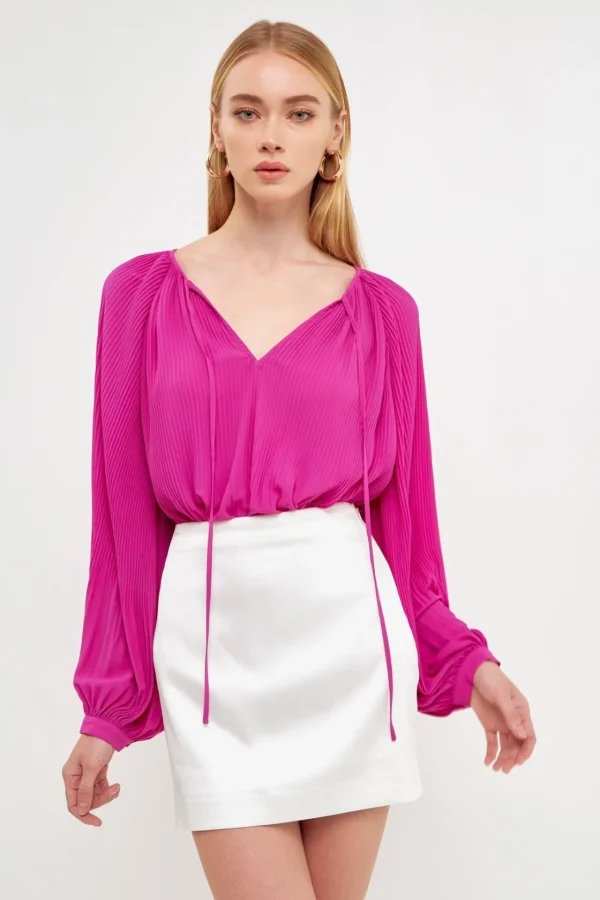 ENDLESS ROSE Shirts & Blouses*- Pleated Chiffon Blouse ORCHID