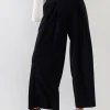 ENDLESS ROSE Pants*- Pleated Detail Wide Pants BLACK