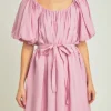 ENDLESS ROSE White Dresses | Tops*- Pleated Detail Puff Sleeve Mini Dress