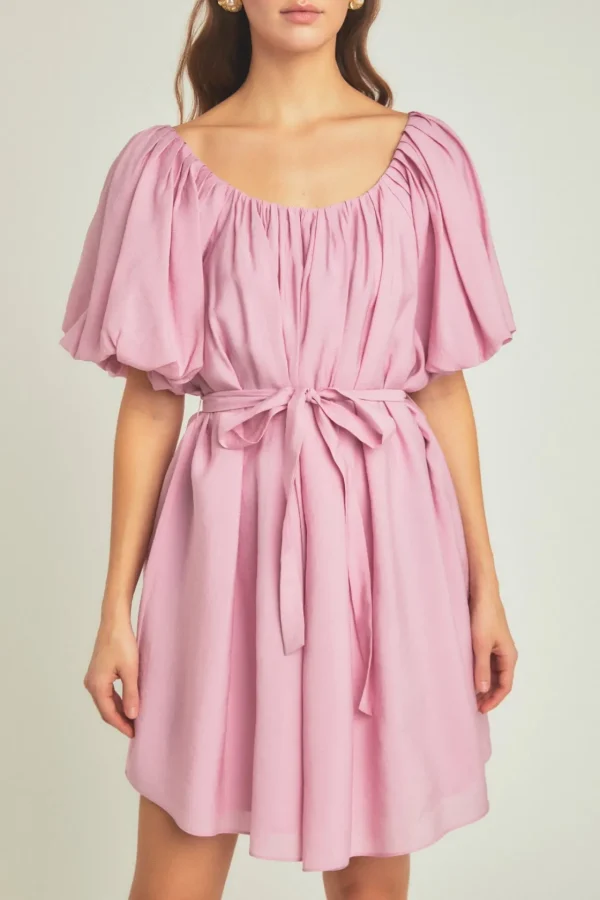 ENDLESS ROSE White Dresses | Tops*- Pleated Detail Puff Sleeve Mini Dress
