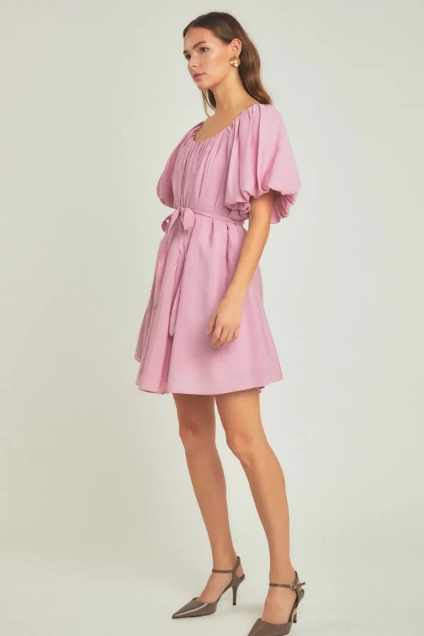 ENDLESS ROSE White Dresses | Tops*- Pleated Detail Puff Sleeve Mini Dress