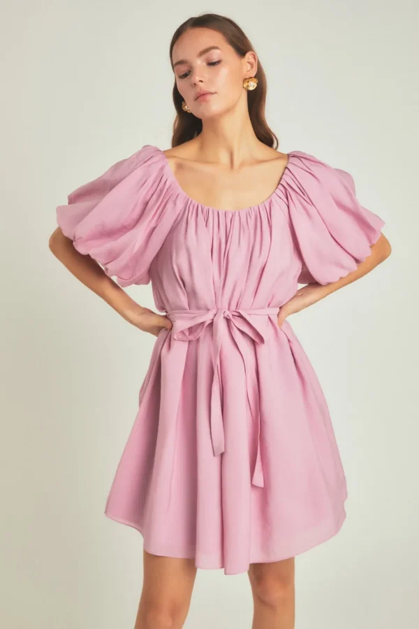 ENDLESS ROSE White Dresses | Tops*- Pleated Detail Puff Sleeve Mini Dress