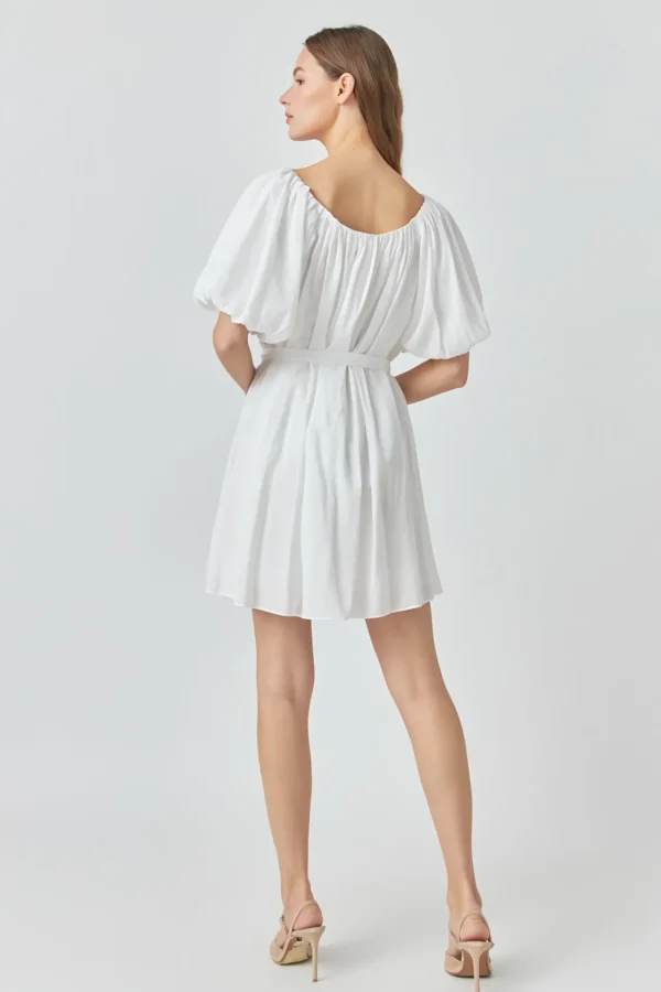 ENDLESS ROSE White Dresses | Tops*- Pleated Detail Puff Sleeve Mini Dress
