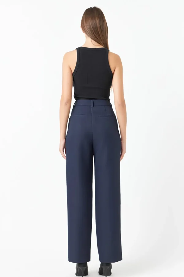ENDLESS ROSE Matching Sets | Tops*- Pleated High Waist Trousers NAVY