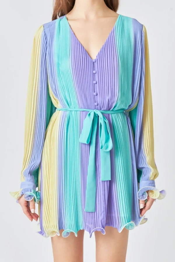 ENDLESS ROSE Tops*- Pleated Mini Dress MULTI